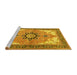Sideview of Machine Washable Medallion Yellow Traditional Rug, wshtr4753yw