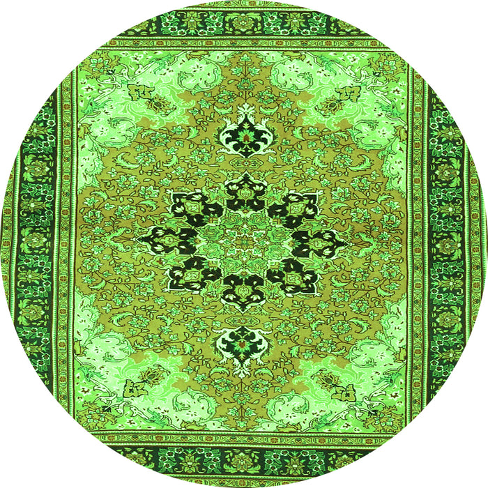Square Medallion Green Traditional Rug, tr4753grn