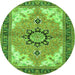 Square Medallion Green Traditional Rug, tr4753grn