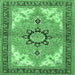 Square Machine Washable Medallion Emerald Green Traditional Area Rugs, wshtr4753emgrn