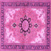 Square Machine Washable Medallion Pink Traditional Rug, wshtr4753pnk