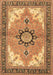 Machine Washable Medallion Brown Traditional Rug, wshtr4753brn