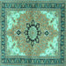 Square Medallion Turquoise Traditional Rug, tr4753turq