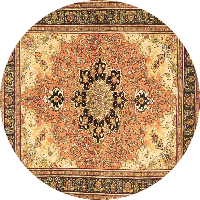 Round Medallion Brown Traditional Rug, tr4753brn