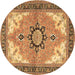 Round Medallion Brown Traditional Rug, tr4753brn