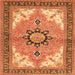 Round Machine Washable Medallion Orange Traditional Area Rugs, wshtr4753org