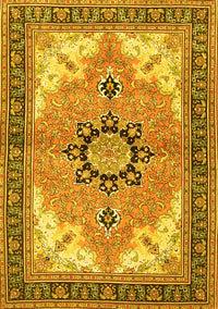 Medallion Yellow Traditional Rug, tr4753yw