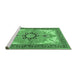 Sideview of Machine Washable Medallion Emerald Green Traditional Area Rugs, wshtr4753emgrn