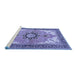 Sideview of Machine Washable Medallion Blue Traditional Rug, wshtr4753blu