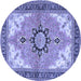 Round Machine Washable Medallion Blue Traditional Rug, wshtr4753blu