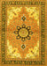 Machine Washable Medallion Yellow Traditional Rug, wshtr4753yw