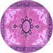 Round Machine Washable Medallion Purple Traditional Area Rugs, wshtr4753pur