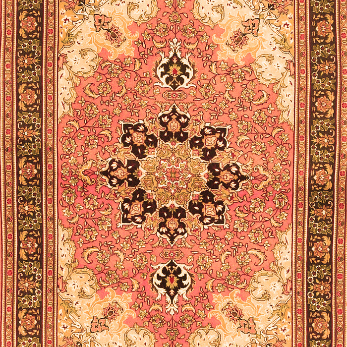 Serging Thickness of Machine Washable Medallion Orange Traditional Area Rugs, wshtr4753org
