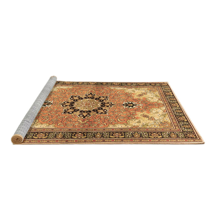 Sideview of Machine Washable Medallion Brown Traditional Rug, wshtr4753brn