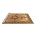 Sideview of Machine Washable Medallion Brown Traditional Rug, wshtr4753brn