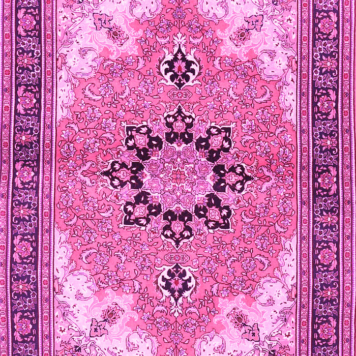 Machine Washable Medallion Pink Traditional Rug, wshtr4753pnk