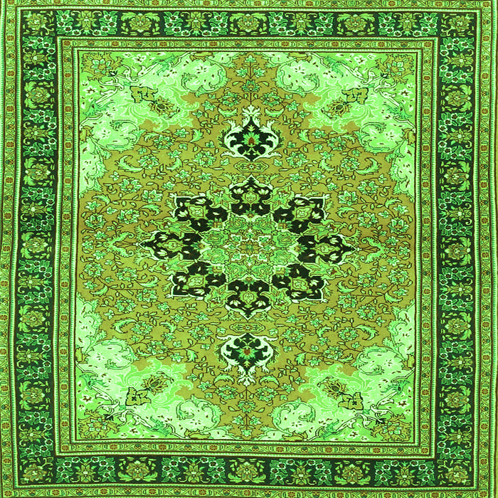 Serging Thickness of Medallion Green Traditional Rug, tr4753grn