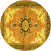 Round Medallion Yellow Traditional Rug, tr4753yw