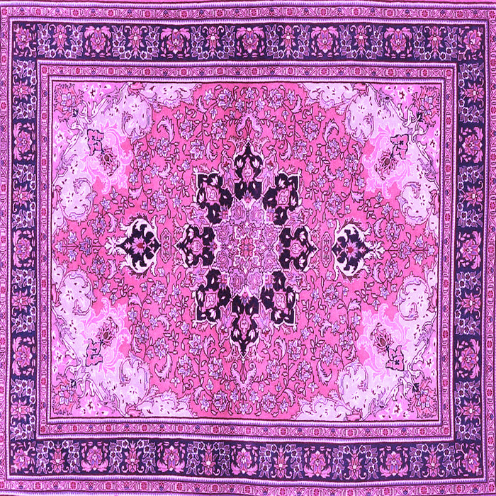 Square Machine Washable Medallion Purple Traditional Area Rugs, wshtr4753pur