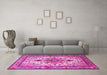 Machine Washable Persian Pink Traditional Rug in a Living Room, wshtr4754pnk