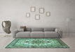 Machine Washable Persian Turquoise Traditional Area Rugs in a Living Room,, wshtr4754turq