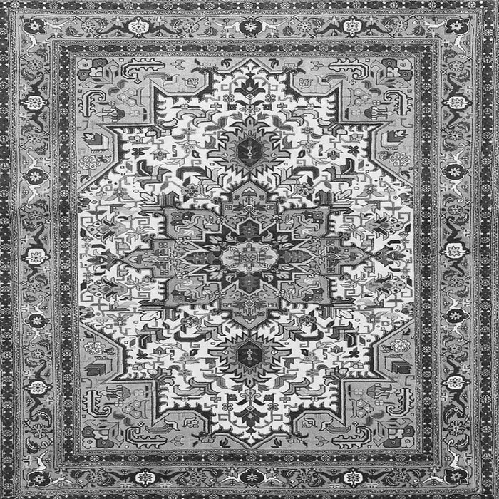 Round Machine Washable Persian Gray Traditional Rug, wshtr4754gry