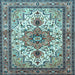 Square Machine Washable Persian Light Blue Traditional Rug, wshtr4754lblu