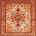 Round Machine Washable Persian Orange Traditional Area Rugs, wshtr4754org