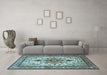 Machine Washable Persian Light Blue Traditional Rug in a Living Room, wshtr4754lblu