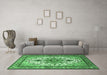 Machine Washable Persian Emerald Green Traditional Area Rugs in a Living Room,, wshtr4754emgrn