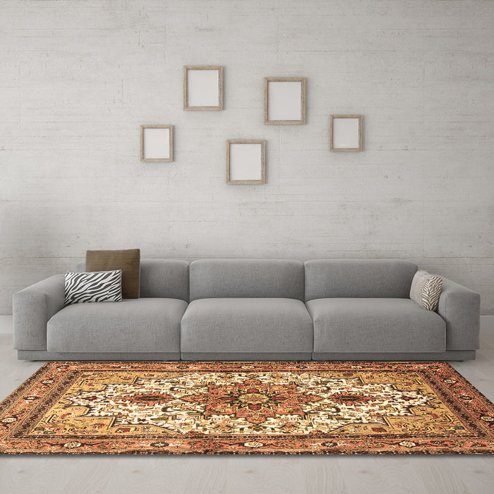 Machine Washable Persian Brown Traditional Rug in a Living Room,, wshtr4754brn