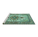 Sideview of Machine Washable Persian Turquoise Traditional Area Rugs, wshtr4754turq