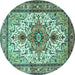Round Persian Turquoise Traditional Rug, tr4754turq