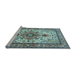 Sideview of Machine Washable Persian Light Blue Traditional Rug, wshtr4754lblu