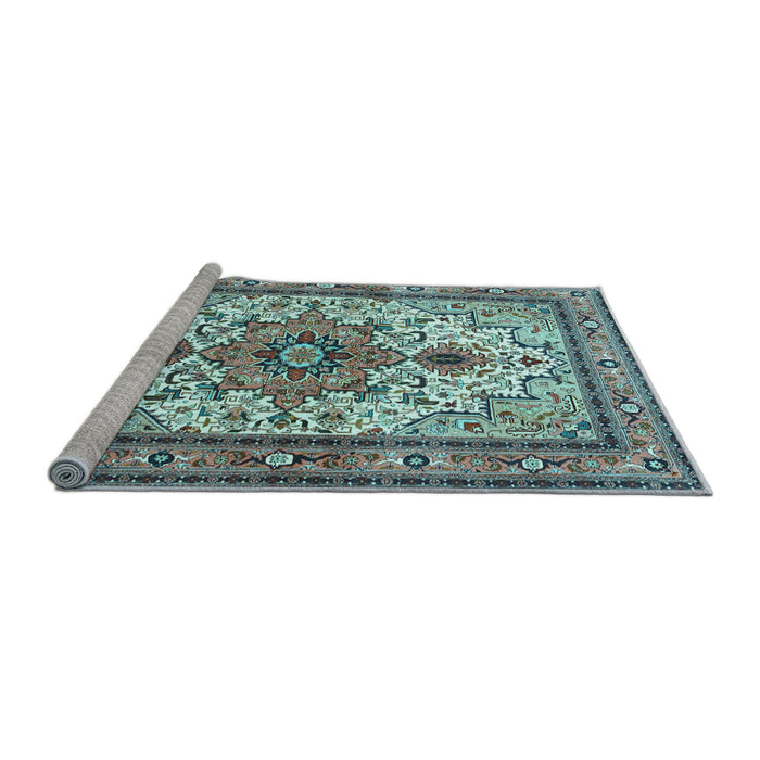Sideview of Machine Washable Persian Light Blue Traditional Rug, wshtr4754lblu