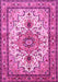 Machine Washable Persian Pink Traditional Rug, wshtr4754pnk