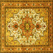 Square Machine Washable Persian Yellow Traditional Rug, wshtr4754yw