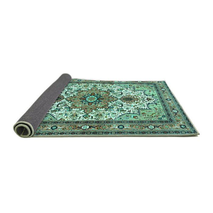 Sideview of Persian Turquoise Traditional Rug, tr4754turq