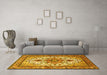 Machine Washable Persian Yellow Traditional Rug in a Living Room, wshtr4754yw