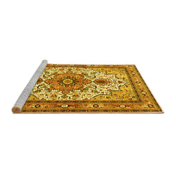 Sideview of Machine Washable Persian Yellow Traditional Rug, wshtr4754yw