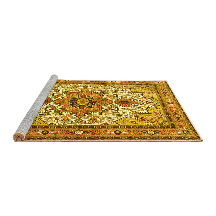 Sideview of Machine Washable Persian Yellow Traditional Rug, wshtr4754yw