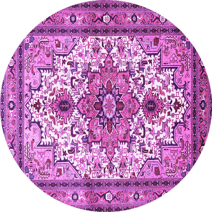 Round Machine Washable Persian Purple Traditional Area Rugs, wshtr4754pur