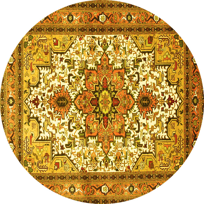 Round Persian Yellow Traditional Rug, tr4754yw
