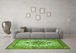 Machine Washable Persian Green Traditional Area Rugs in a Living Room,, wshtr4754grn