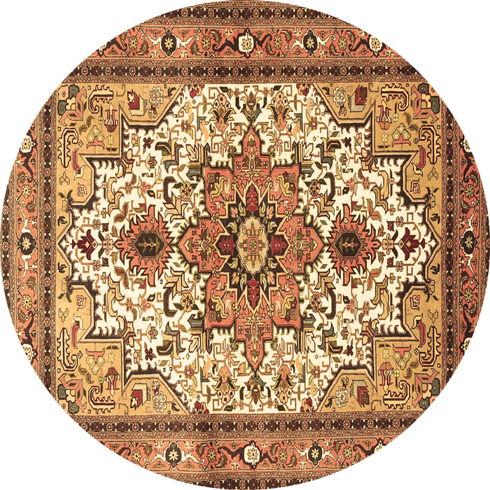 Round Persian Brown Traditional Rug, tr4754brn