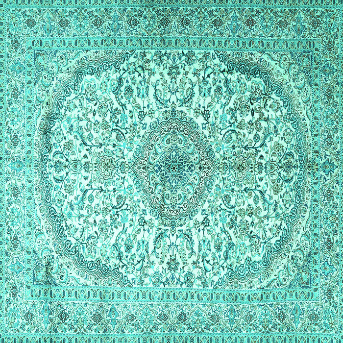 Square Machine Washable Persian Turquoise Traditional Area Rugs, wshtr4755turq