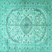 Square Machine Washable Persian Turquoise Traditional Area Rugs, wshtr4755turq