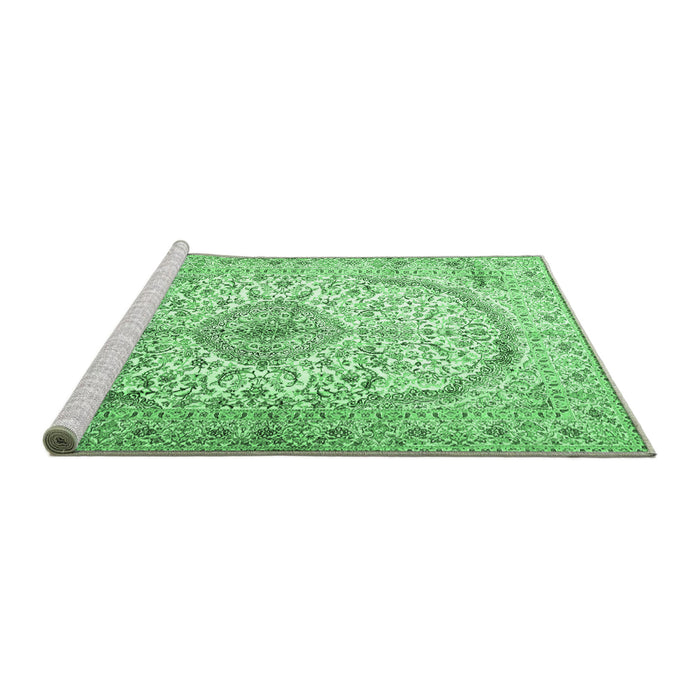 Sideview of Machine Washable Persian Emerald Green Traditional Area Rugs, wshtr4755emgrn