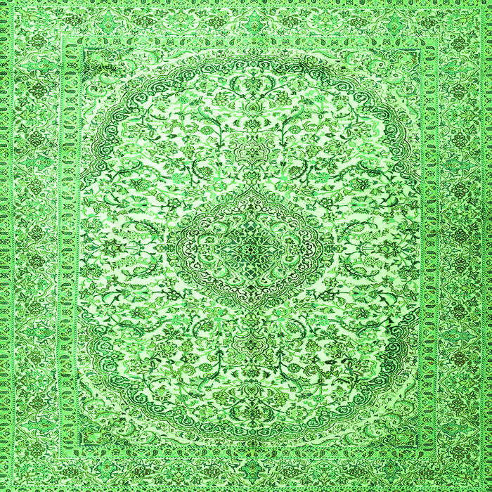 Round Machine Washable Persian Green Traditional Area Rugs, wshtr4755grn