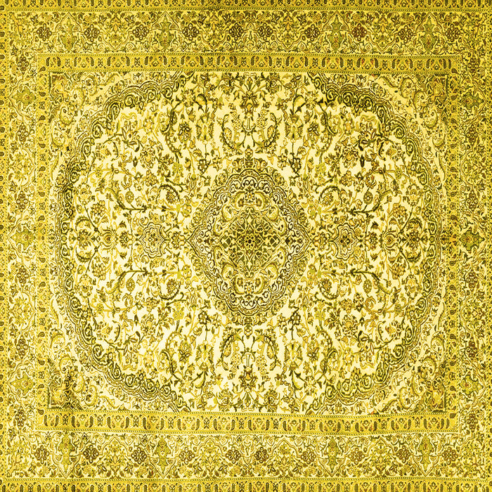 Square Machine Washable Persian Yellow Traditional Rug, wshtr4755yw